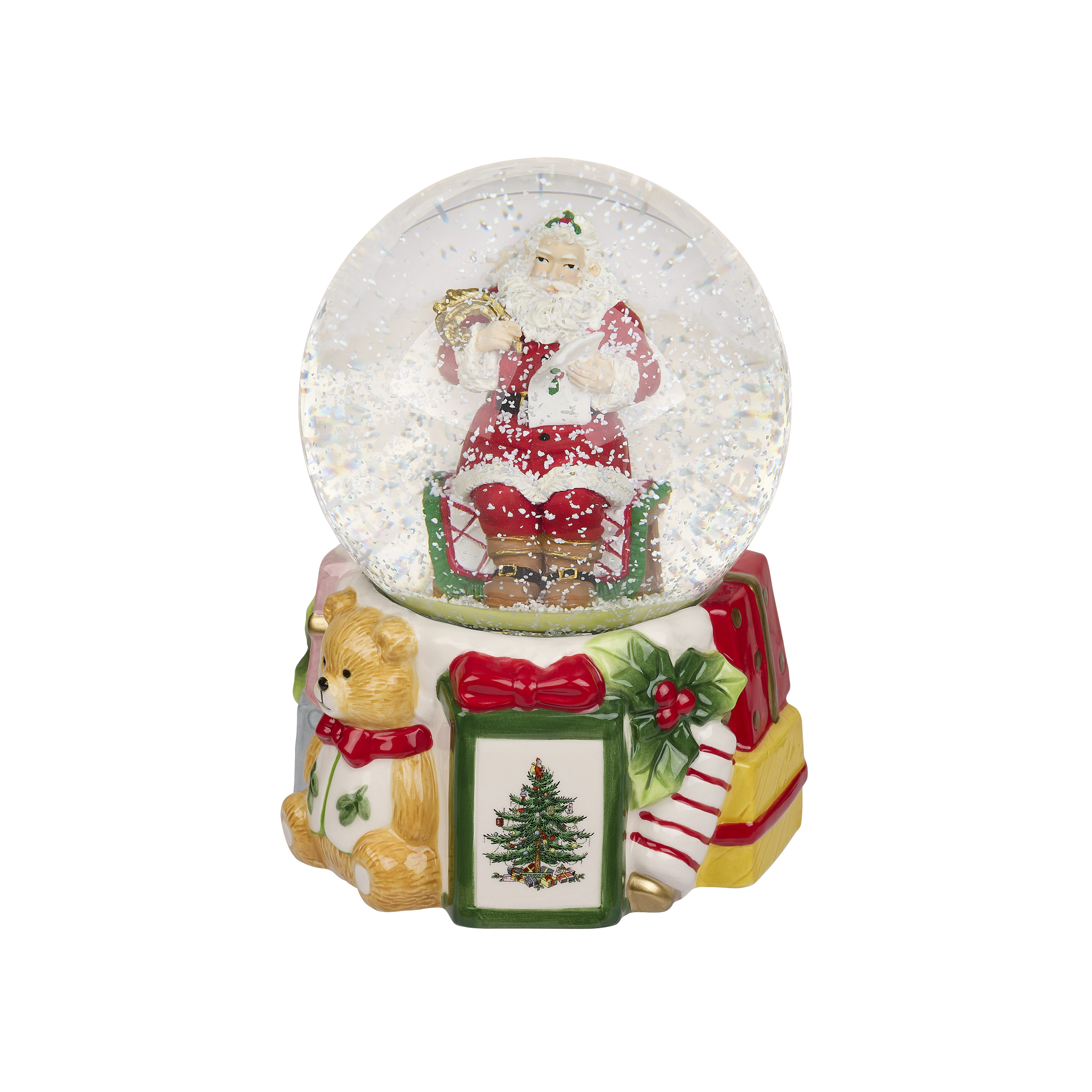 Christmas Tree 6.5 Inch Musical Snow Globe, Up On The House Top image number null